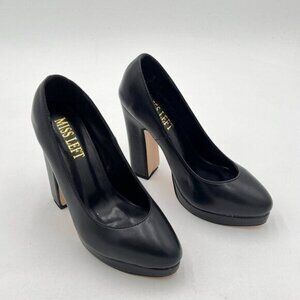 Women's Low Platform High Chunky Heeled Slip On Closed Round Toe Pump Elegant